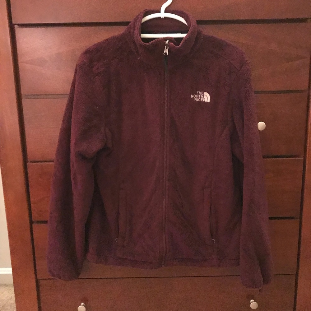 North Face zip up burgundy fleece